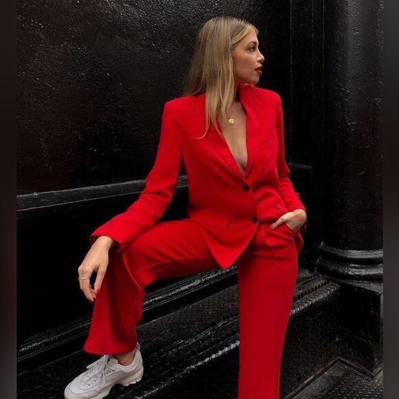 Aritzia Babaton Red Demy Oversized Blazer - Picture 1 of 13